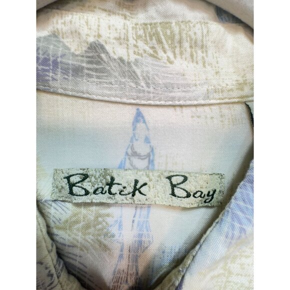 Batak Bay Mens Hawaiian Button Up Shirt Size M Tropical Short-Sleeve - Picture 2 of 12